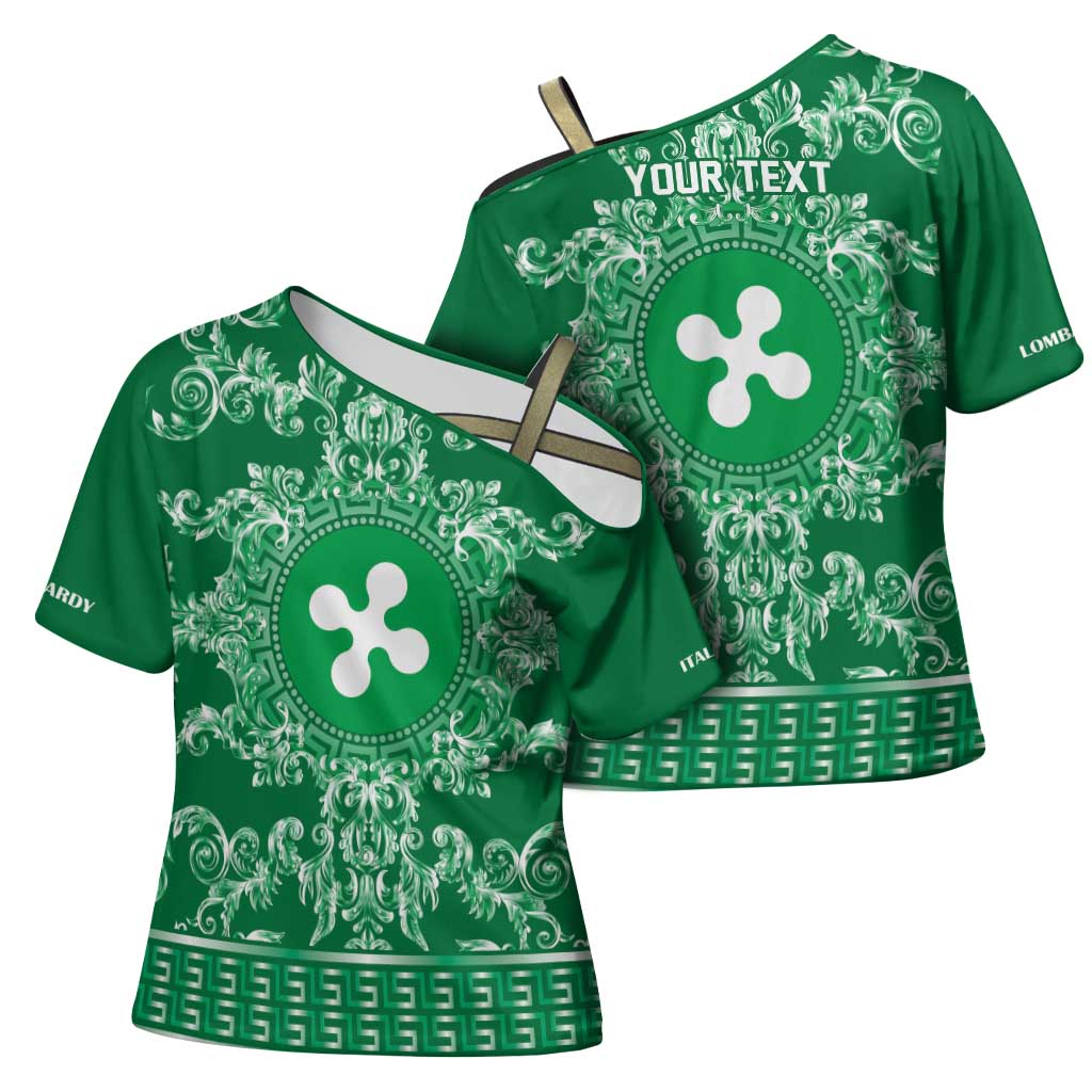 Personalized Italy Lombardy Cross Shoulder Shirt Baroque Motif