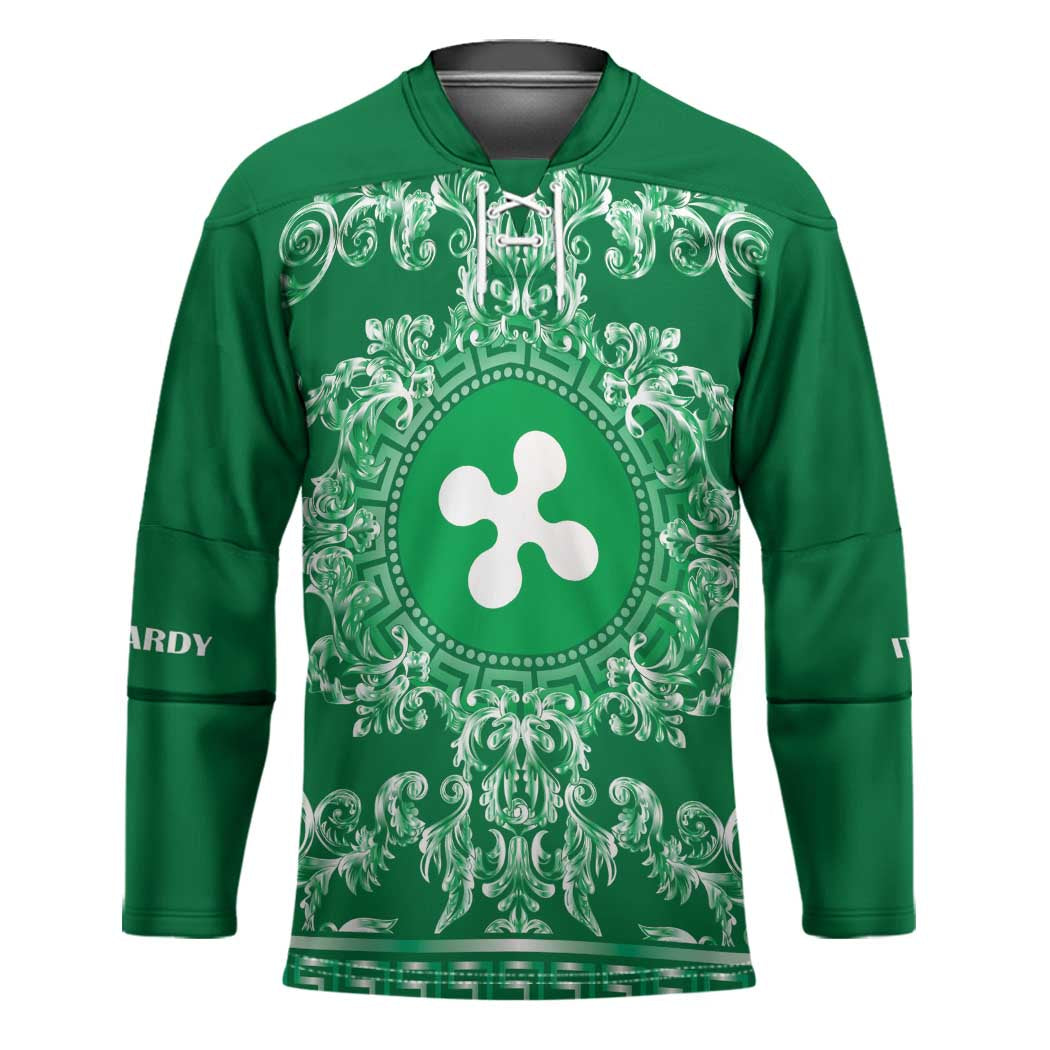 Personalized Italy Lombardy Hockey Jersey Baroque Motif