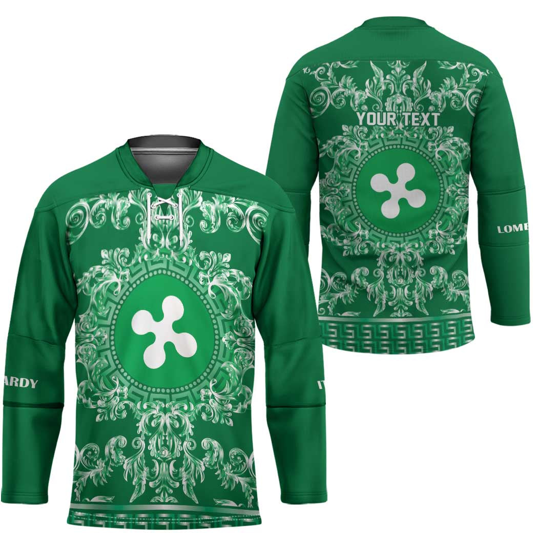 Personalized Italy Lombardy Hockey Jersey Baroque Motif