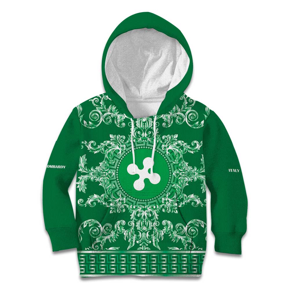 Personalized Italy Lombardy Kid Hoodie Baroque Motif