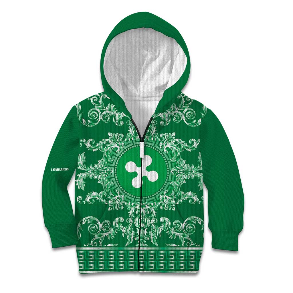 Personalized Italy Lombardy Kid Hoodie Baroque Motif