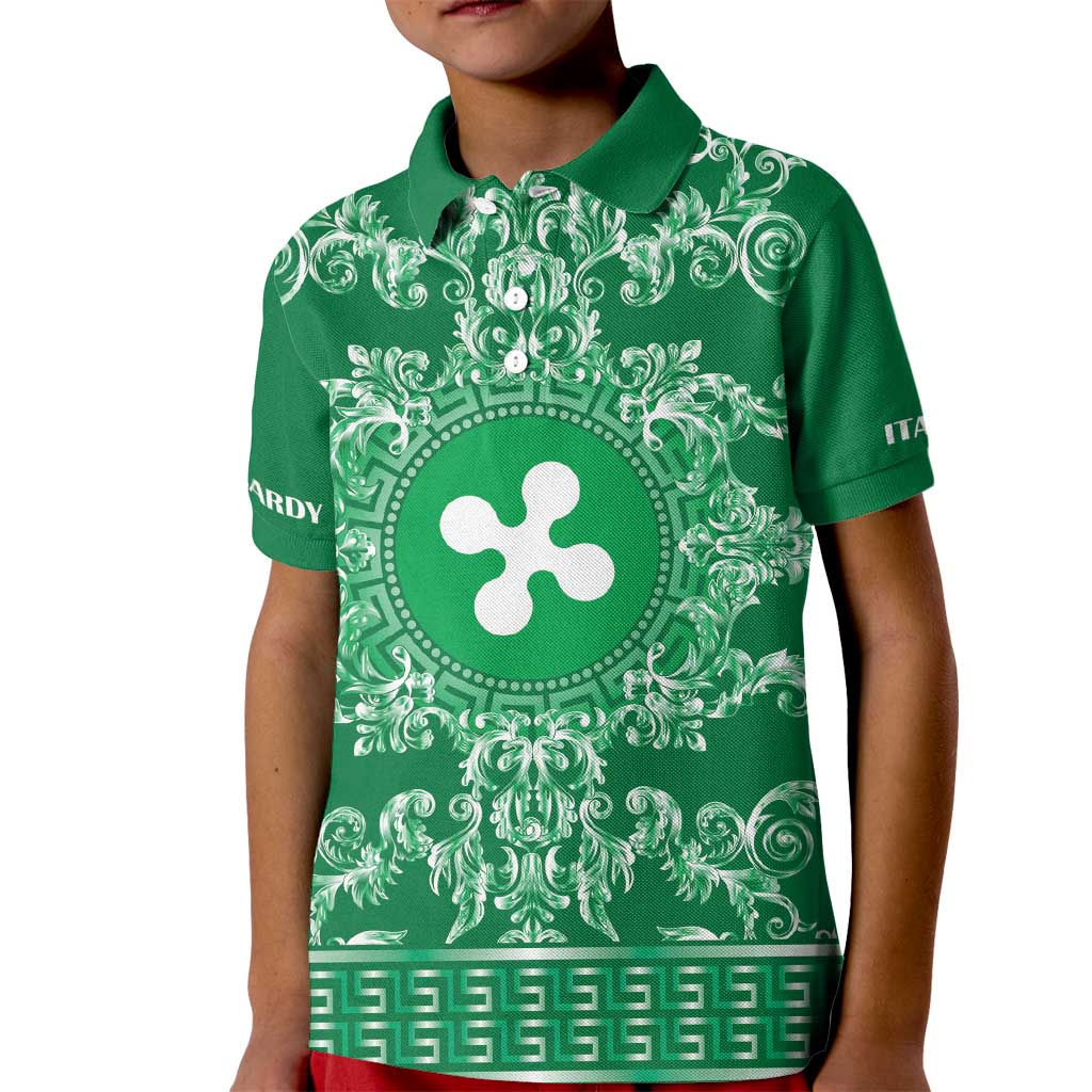 Personalized Italy Lombardy Kid Polo Shirt Baroque Motif