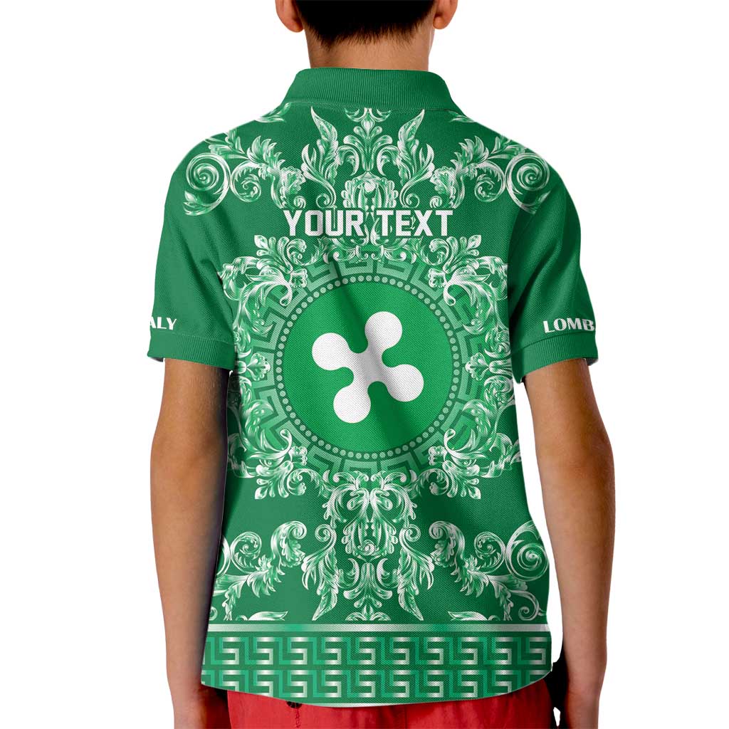 Personalized Italy Lombardy Kid Polo Shirt Baroque Motif