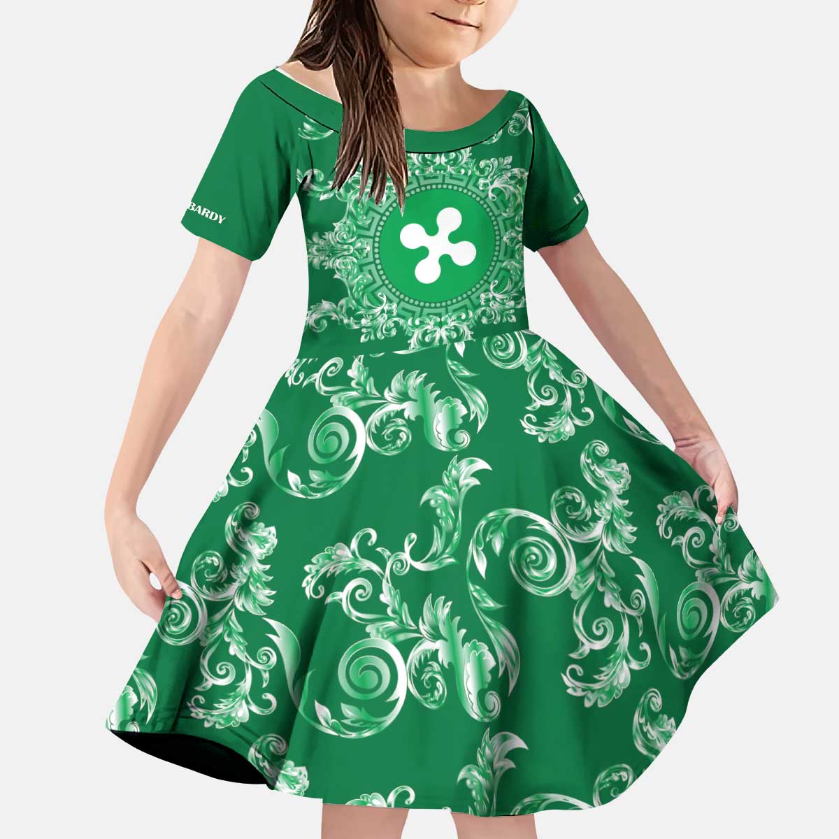 Personalized Italy Lombardy Kid Short Sleeve Dress Baroque Motif