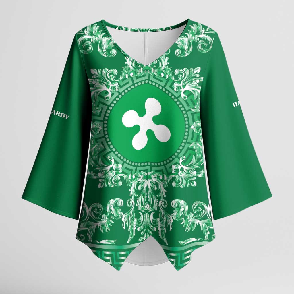 Personalized Italy Lombardy Kimono Sleeve Blouse Baroque Motif