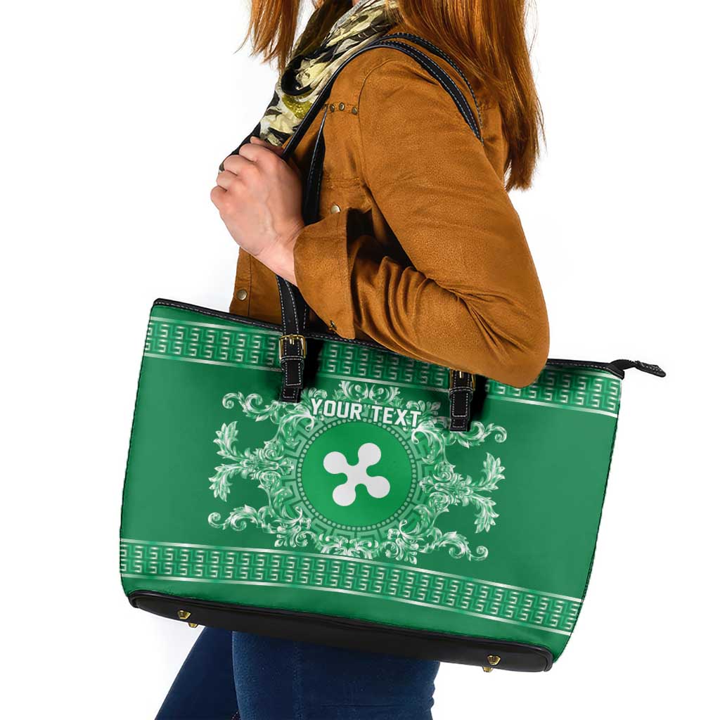 Personalized Italy Lombardy Leather Tote Bag Baroque Motif