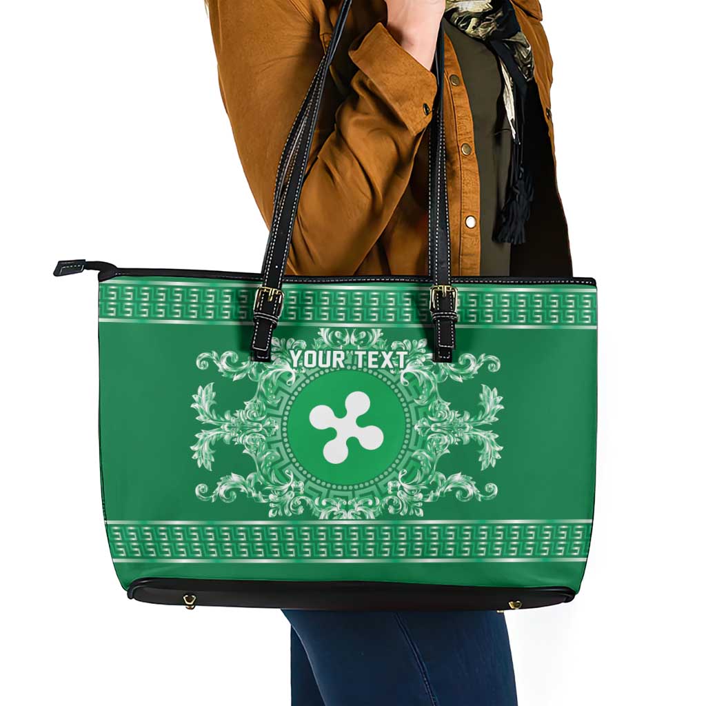 Personalized Italy Lombardy Leather Tote Bag Baroque Motif