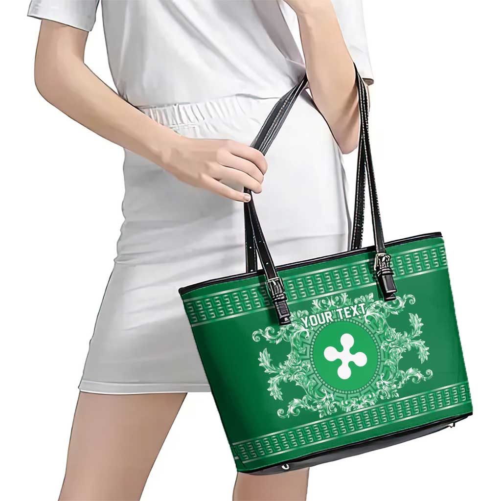 Personalized Italy Lombardy Leather Tote Bag Baroque Motif