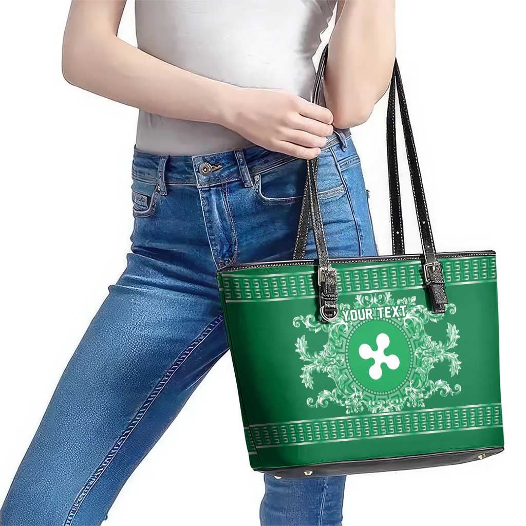 Personalized Italy Lombardy Leather Tote Bag Baroque Motif