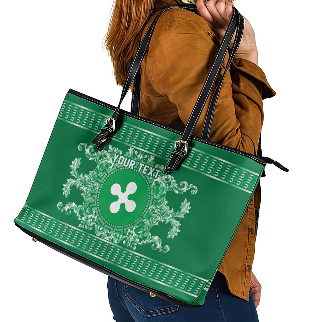 Personalized Italy Lombardy Leather Tote Bag Baroque Motif