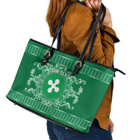 Personalized Italy Lombardy Leather Tote Bag Baroque Motif
