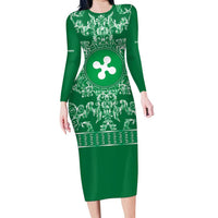 Personalized Italy Lombardy Long Sleeve Bodycon Dress Baroque Motif