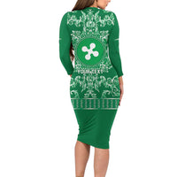 Personalized Italy Lombardy Long Sleeve Bodycon Dress Baroque Motif