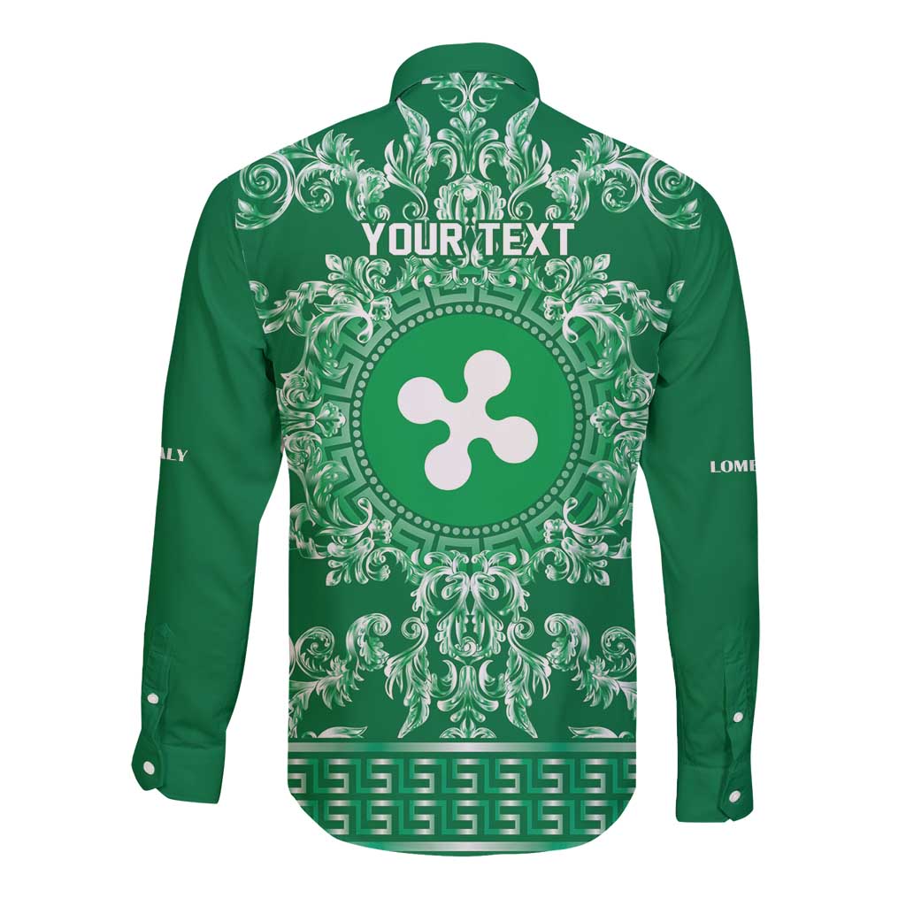 Personalized Italy Lombardy Long Sleeve Button Shirt Baroque Motif