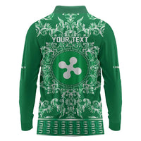 Personalized Italy Lombardy Long Sleeve Polo Shirt Baroque Motif
