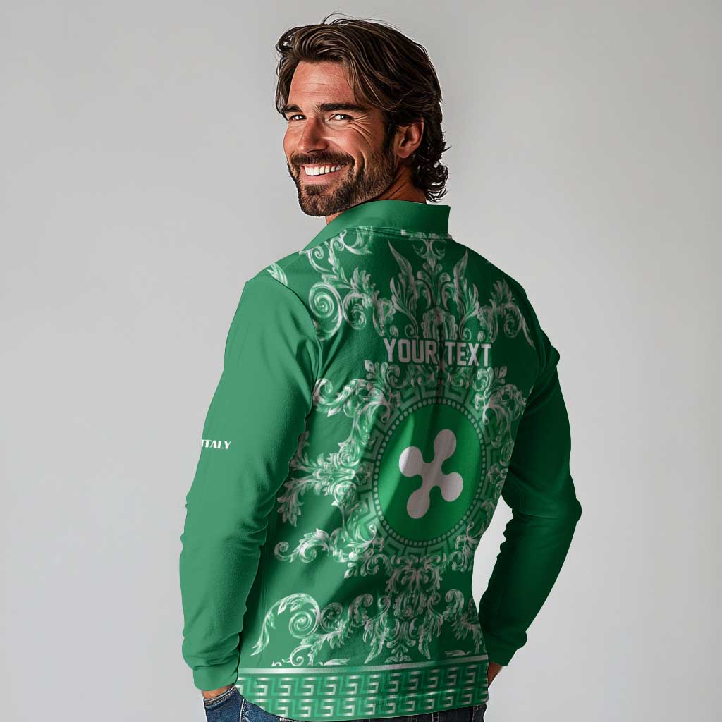 Personalized Italy Lombardy Long Sleeve Polo Shirt Baroque Motif