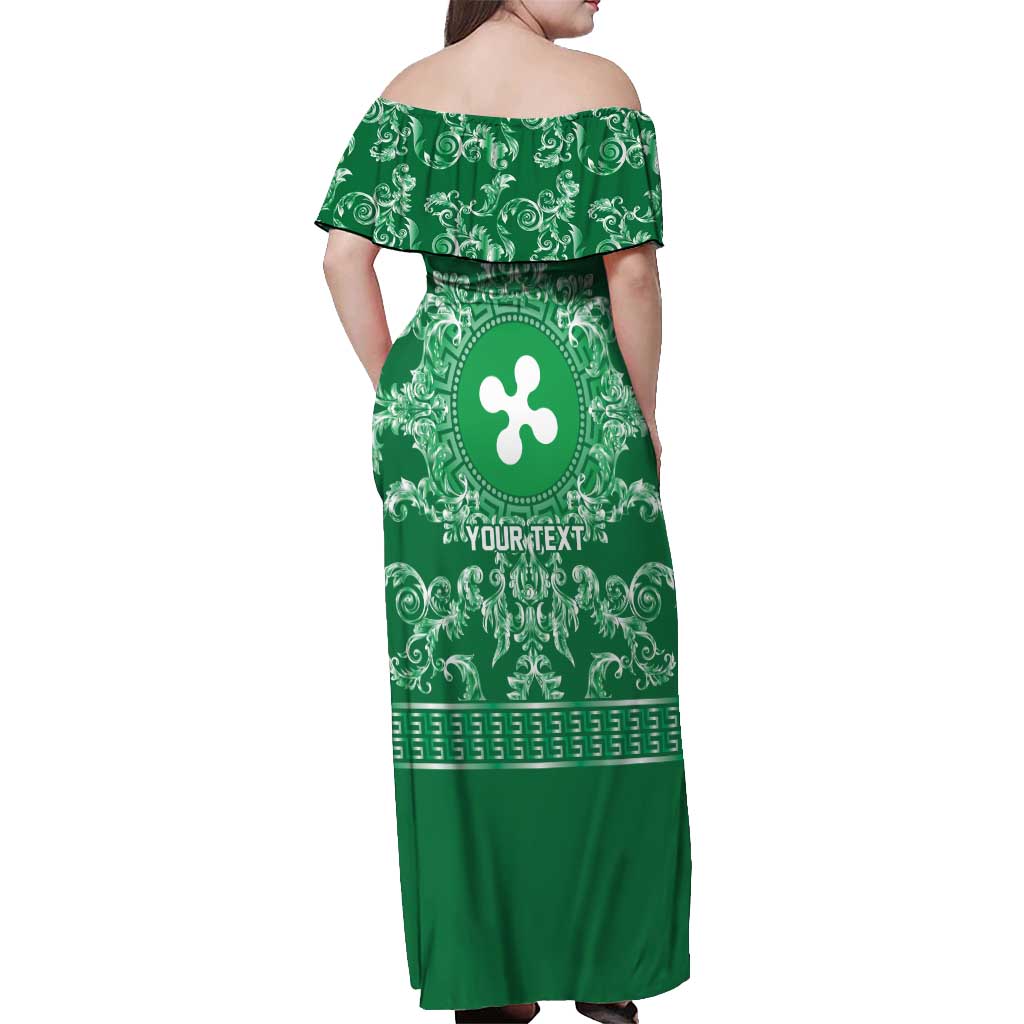 Personalized Italy Lombardy Off Shoulder Maxi Dress Baroque Motif