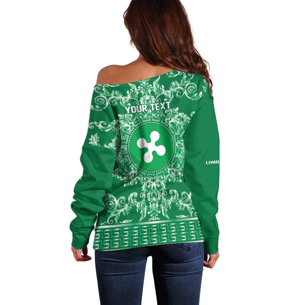 Personalized Italy Lombardy Off Shoulder Sweater Baroque Motif