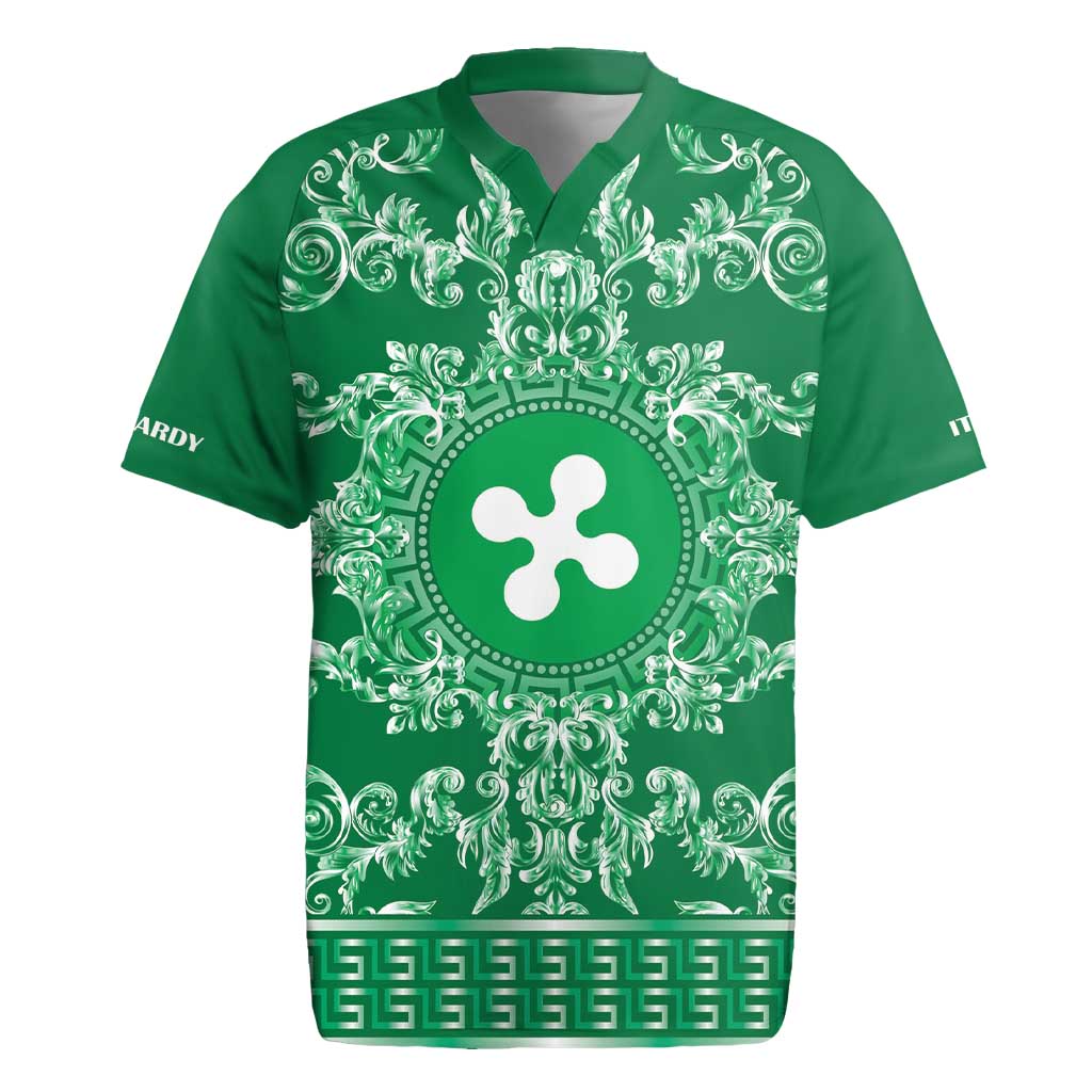 Personalized Italy Lombardy Rugby Jersey Baroque Motif