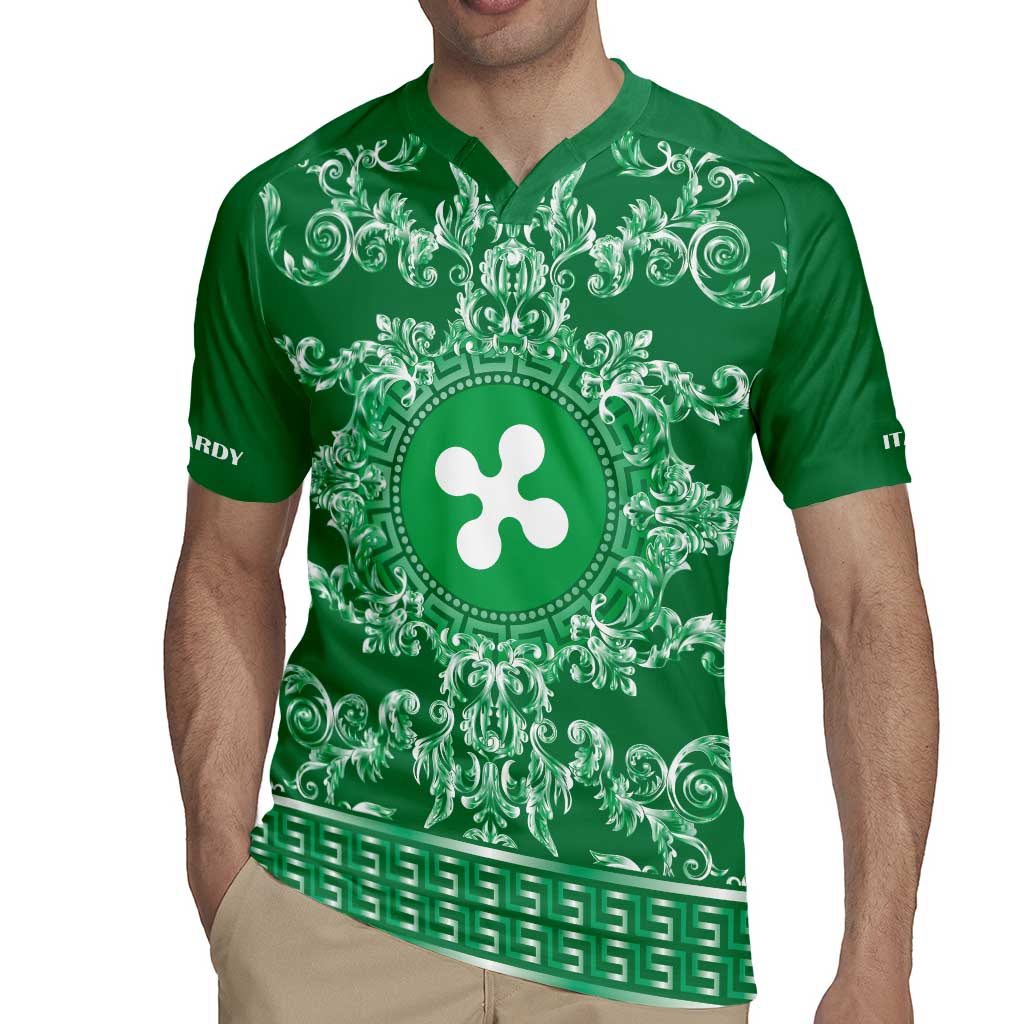 Personalized Italy Lombardy Rugby Jersey Baroque Motif