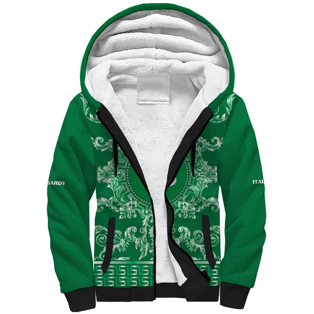 Personalized Italy Lombardy Sherpa Hoodie Baroque Motif