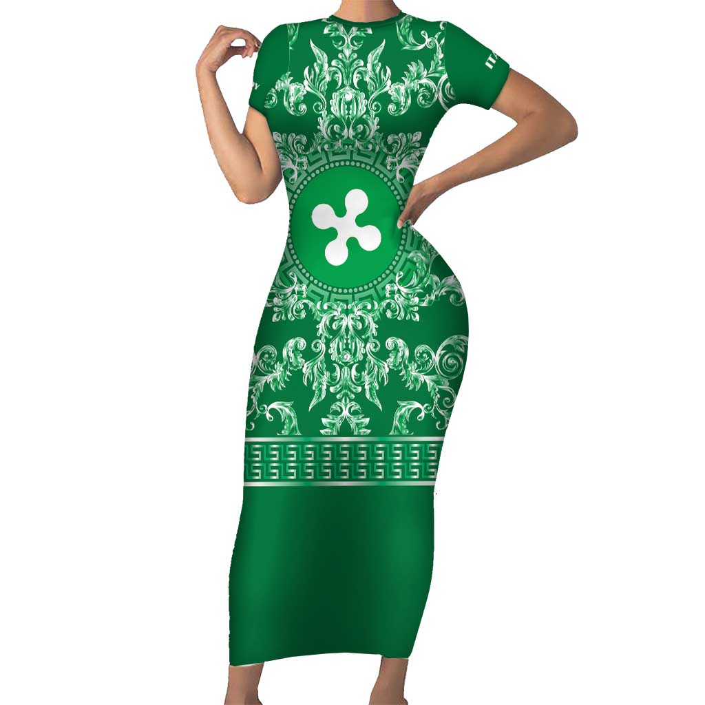 Personalized Italy Lombardy Short Sleeve Bodycon Dress Baroque Motif