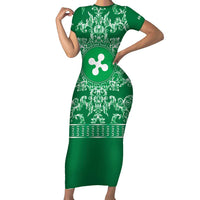 Personalized Italy Lombardy Short Sleeve Bodycon Dress Baroque Motif