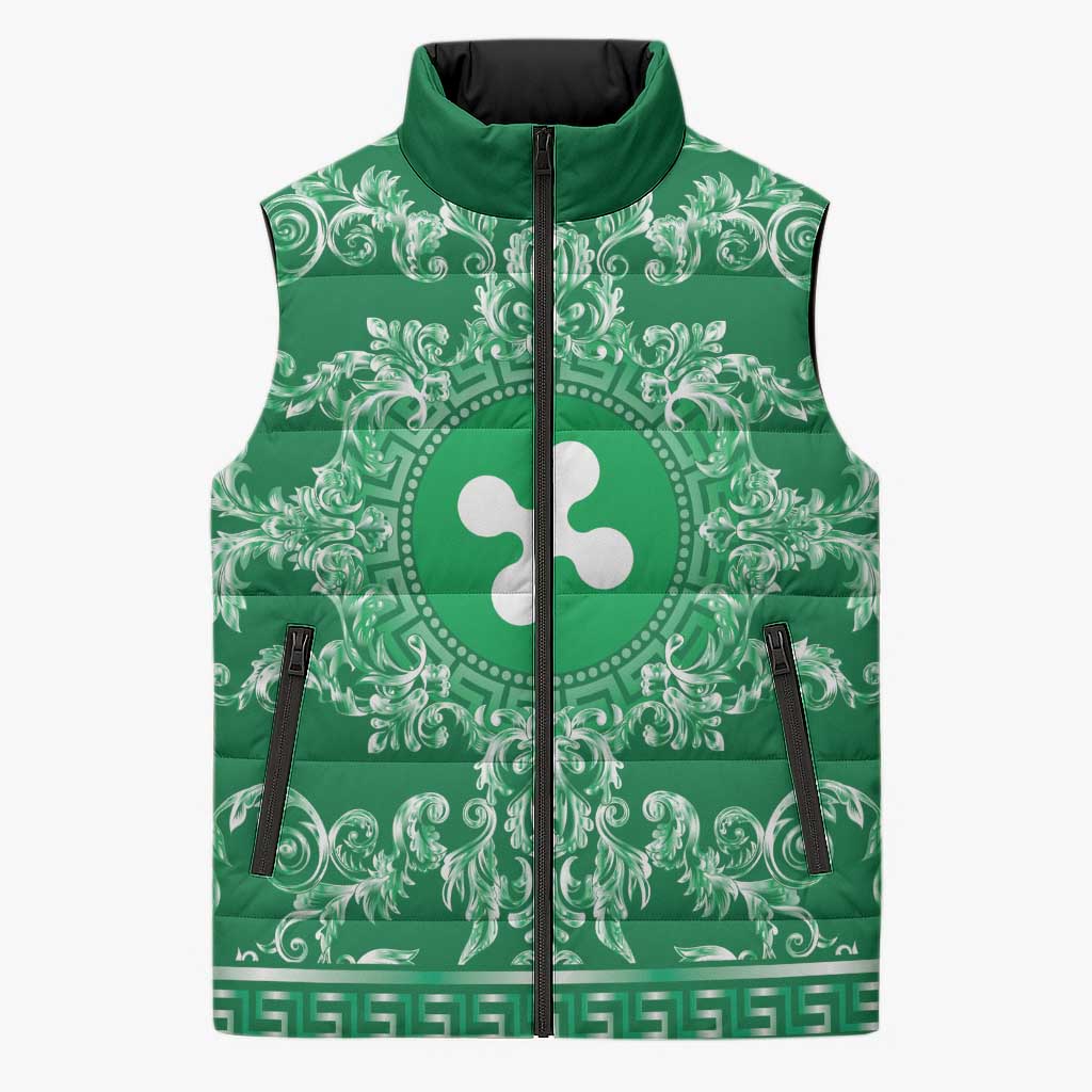 Personalized Italy Lombardy Sleeveless Puffer Jacket Baroque Motif
