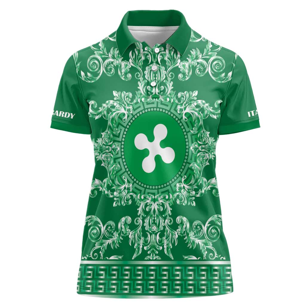 Personalized Italy Lombardy Women Polo Shirt Baroque Motif