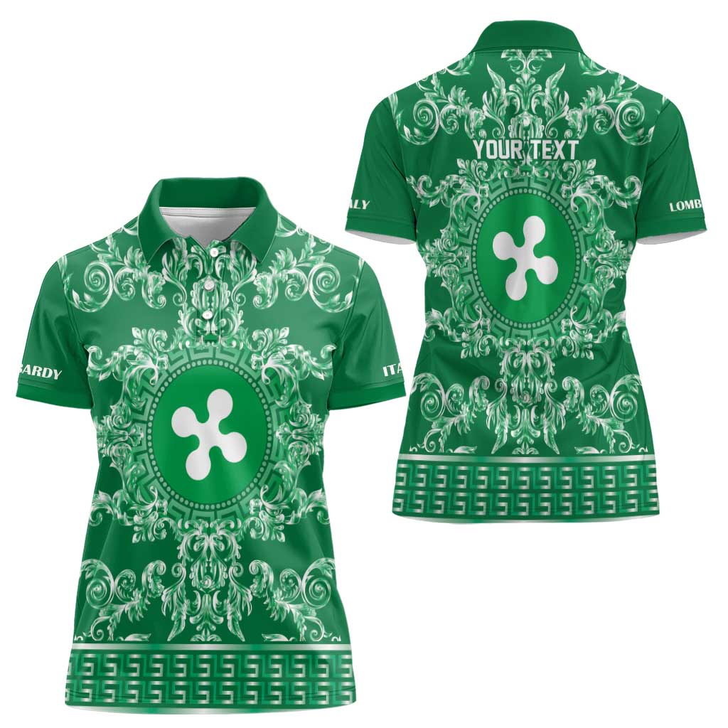 Personalized Italy Lombardy Women Polo Shirt Baroque Motif