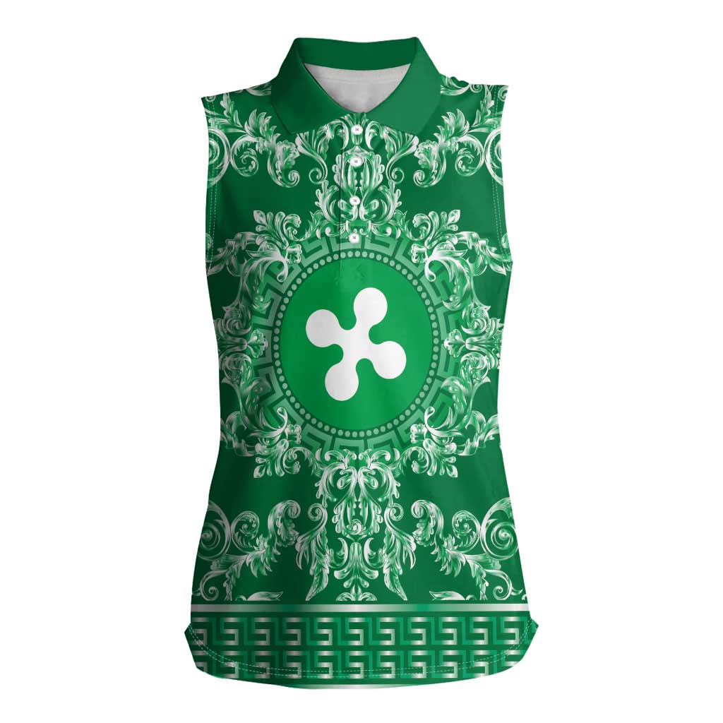 Personalized Italy Lombardy Women Sleeveless Polo Shirt Baroque Motif