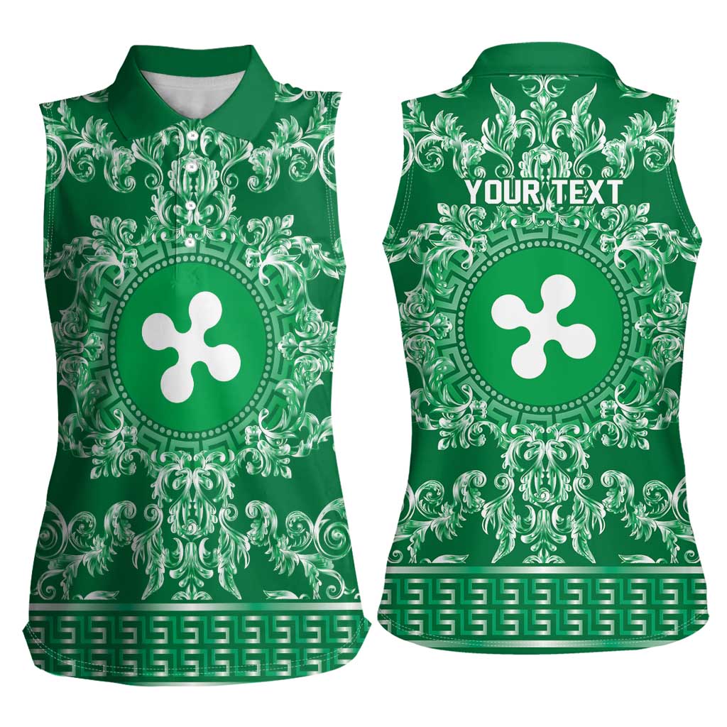 Personalized Italy Lombardy Women Sleeveless Polo Shirt Baroque Motif