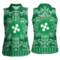 Personalized Italy Lombardy Women Sleeveless Polo Shirt Baroque Motif