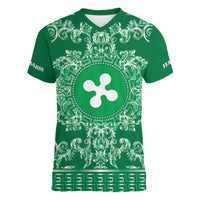 Personalized Italy Lombardy Women V-Neck T-Shirt Baroque Motif