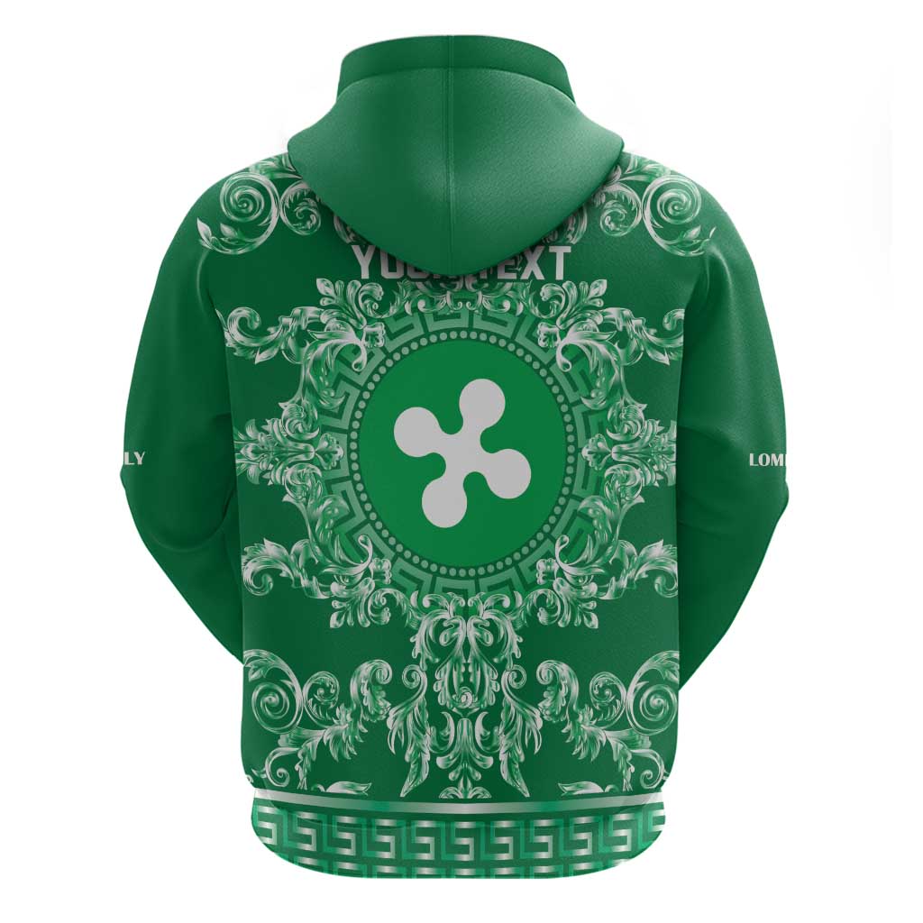 Personalized Italy Lombardy Zip Hoodie Baroque Motif