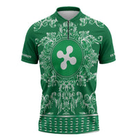 Personalized Italy Lombardy Zipper Polo Shirt Baroque Motif