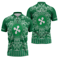 Personalized Italy Lombardy Zipper Polo Shirt Baroque Motif