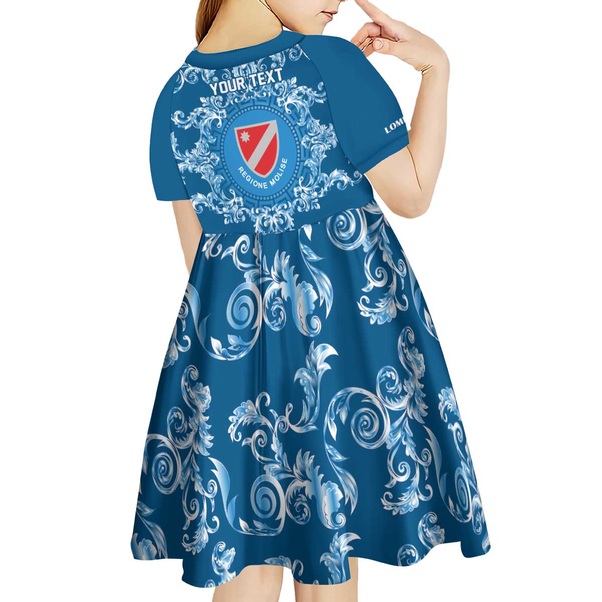 Personalized Italy Molise Kid Short Sleeve Dress Baroque Motif