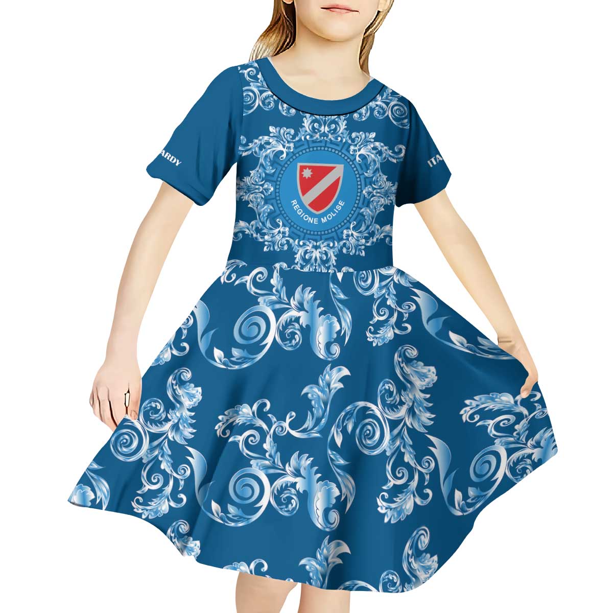 Personalized Italy Molise Kid Short Sleeve Dress Baroque Motif