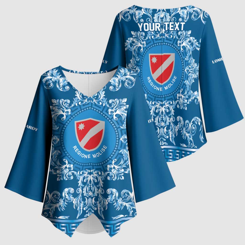 Personalized Italy Molise Kimono Sleeve Blouse Baroque Motif