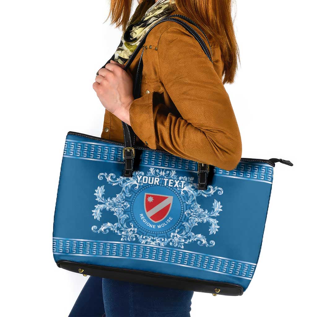 Personalized Italy Molise Leather Tote Bag Baroque Motif