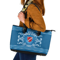 Personalized Italy Molise Leather Tote Bag Baroque Motif