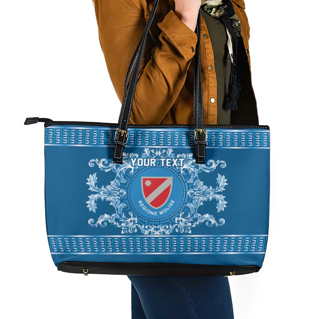 Personalized Italy Molise Leather Tote Bag Baroque Motif
