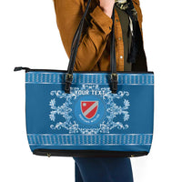 Personalized Italy Molise Leather Tote Bag Baroque Motif