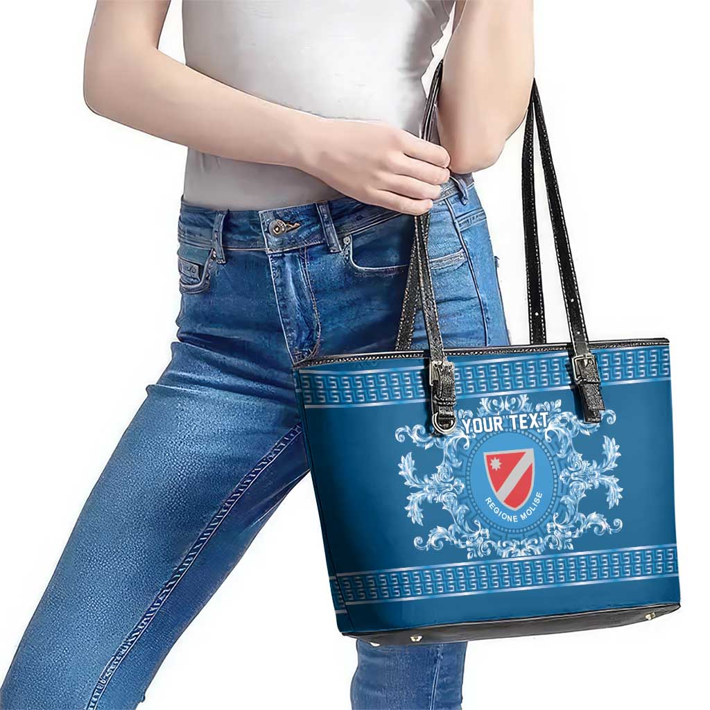 Personalized Italy Molise Leather Tote Bag Baroque Motif