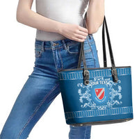 Personalized Italy Molise Leather Tote Bag Baroque Motif