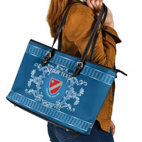Personalized Italy Molise Leather Tote Bag Baroque Motif
