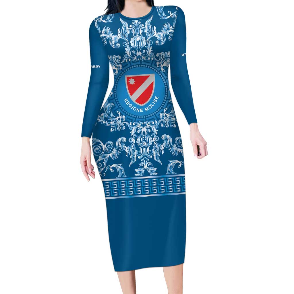 Personalized Italy Molise Long Sleeve Bodycon Dress Baroque Motif