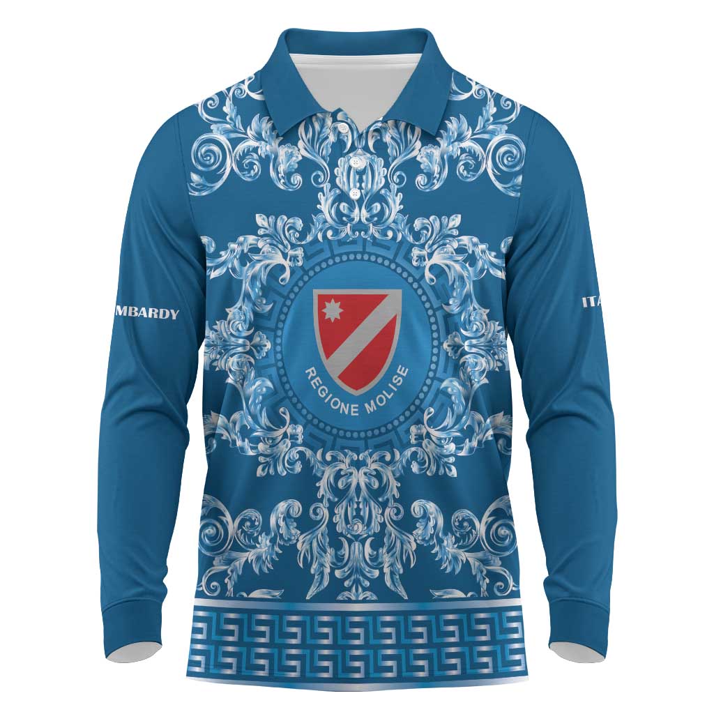 Personalized Italy Molise Long Sleeve Polo Shirt Baroque Motif