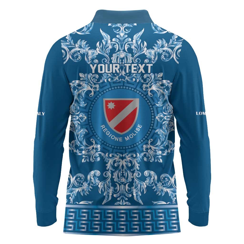 Personalized Italy Molise Long Sleeve Polo Shirt Baroque Motif